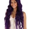 Dark Purple Long Wavy Wig Accessory