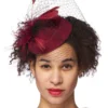 Deep Burgundy Veiled Fascinator