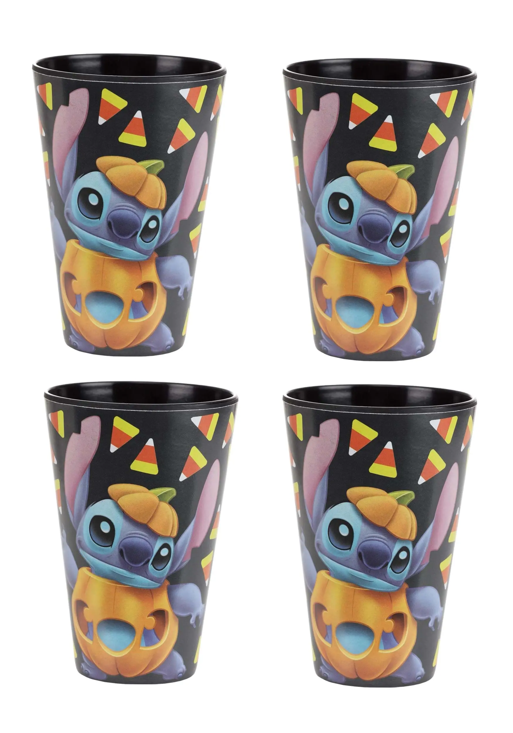 Adult Disney Stitch Jack O'Lantern Black Tumblers Set Of 4 1 Adult Disney Stitch Jack O'Lantern Black Tumblers Set Of 4