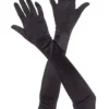 MUSIC LEGS Black Extra Long Satin Gloves