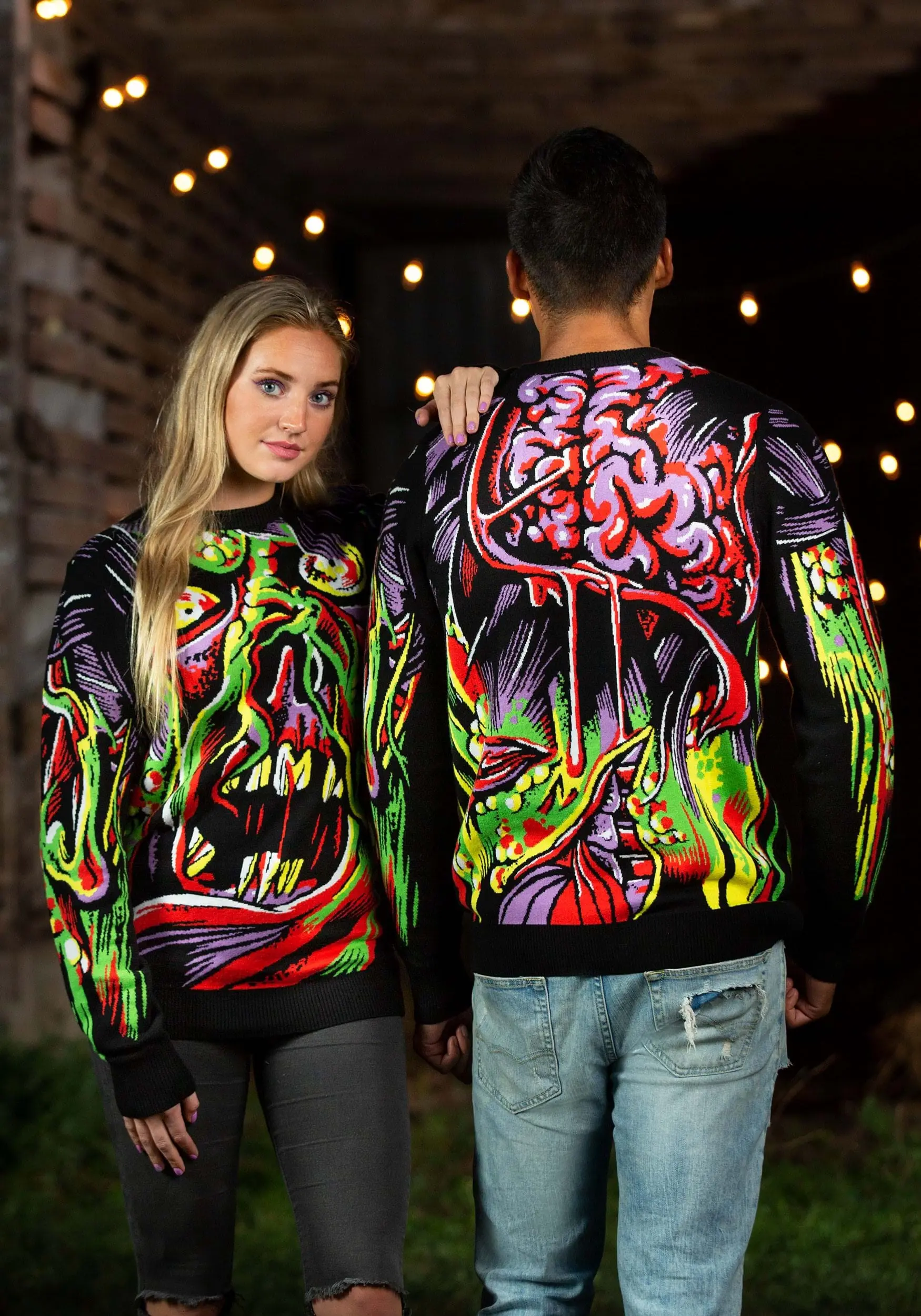 Face The Monster Adult Halloween Sweater 3 Face The Monster Adult Halloween Sweater - Image 3