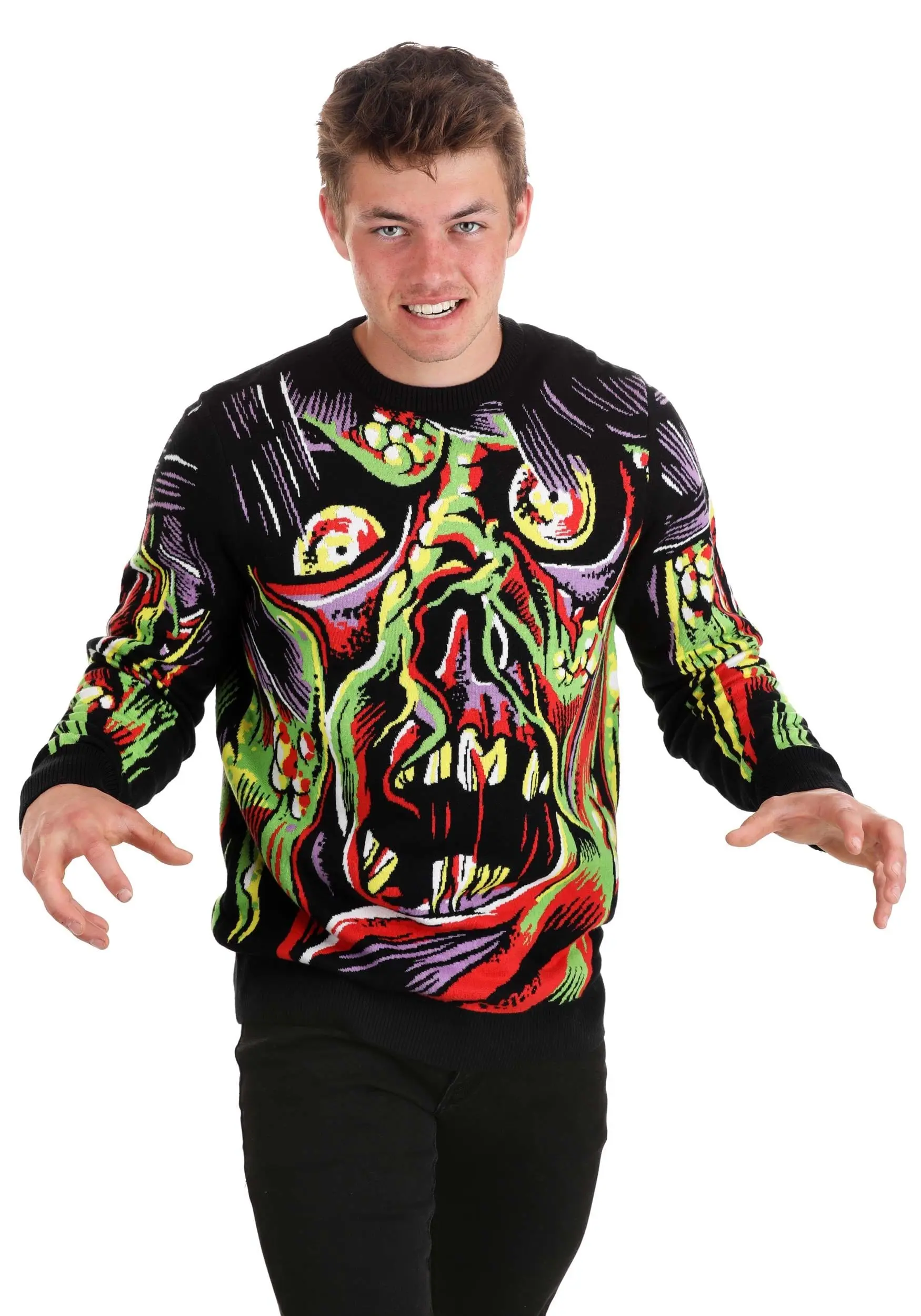 Face The Monster Adult Halloween Sweater 7 Face The Monster Adult Halloween Sweater - Image 7