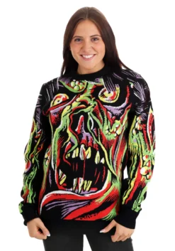 Face The Monster Adult Halloween Sweater 14 Face The Monster Adult Halloween Sweater -Fun Costumes Shop face the monster halloween sweater for adults alt 6