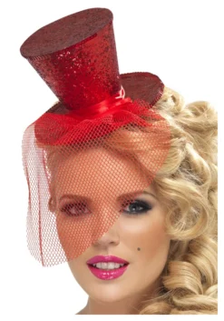 Smiffys Red Glitter Mini Top Hat