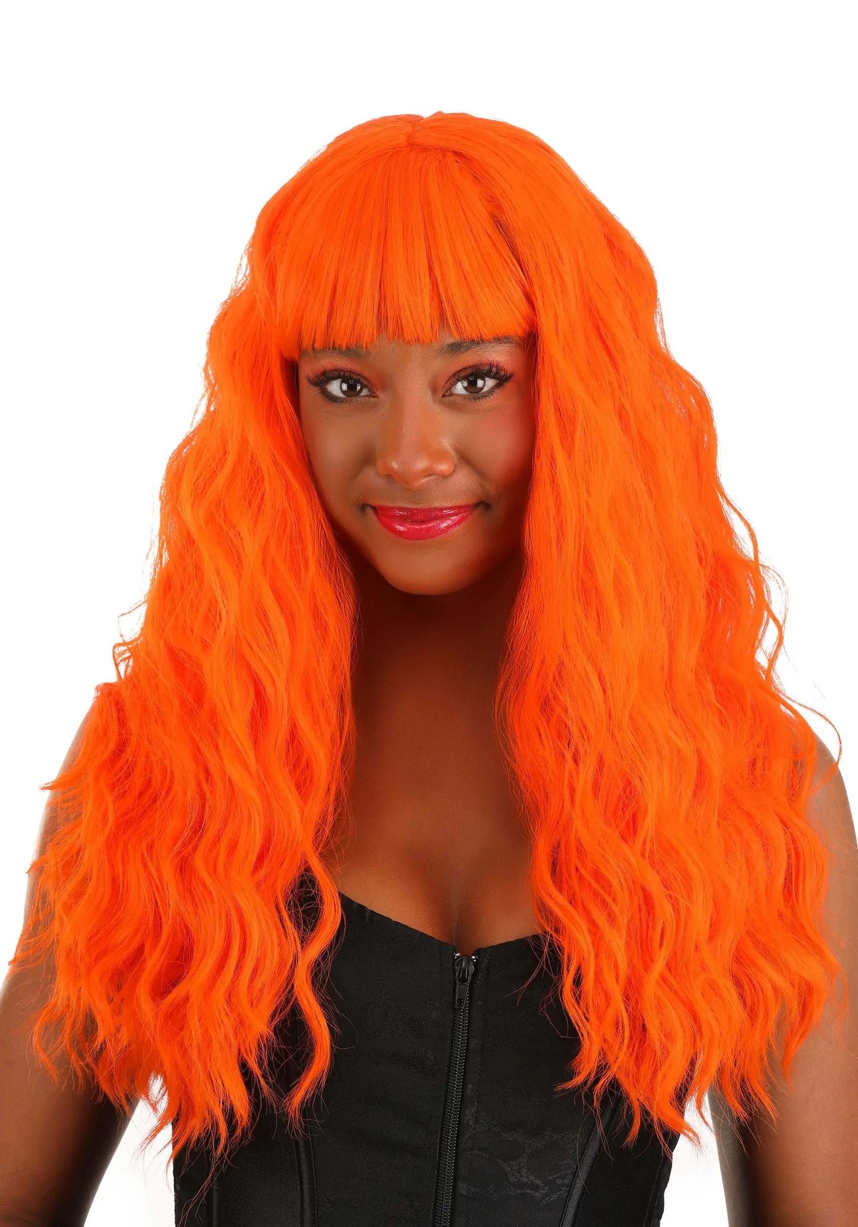 Fiery Orange Long Wavy Wig For Women 1 Fiery Orange Long Wavy Wig For Women