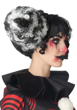 Black And White Clown Funhouse Wig -Fun Costumes Shop funhouse clown black and white wig alt 2
