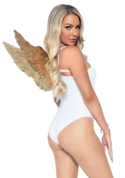 LEG AVENUE Feather Wings With Gold Color -Fun Costumes Shop gold feather wings alt 2