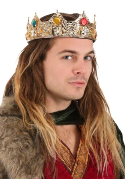 Gold King Costume Crown 5 Gold King Costume Crown -Fun Costumes Shop gold king crown for men alt 2 upd