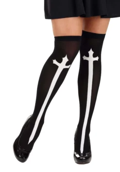 Gothic Cross Thigh High Stockings Costume Accessory