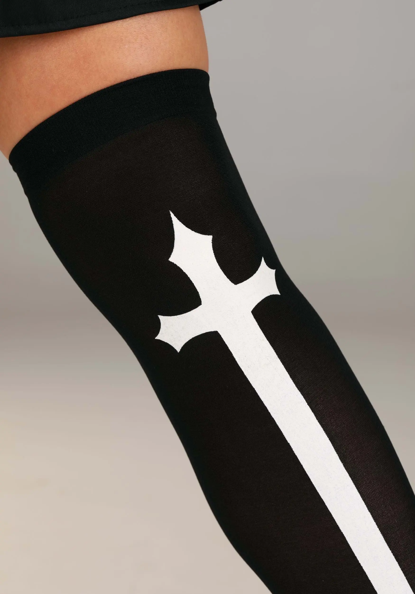 Gothic Cross Thigh High Stockings Costume Accessory 2 Gothic Cross Thigh High Stockings Costume Accessory - Image 2