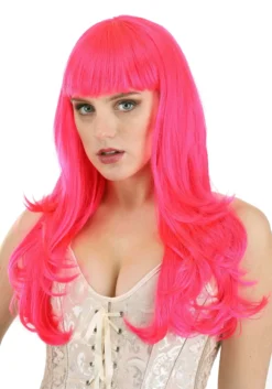 Hot Pink Long Wavy Wig For Women 6 Hot Pink Long Wavy Wig For Women -Fun Costumes Shop hot pink long wavy wig alt 2