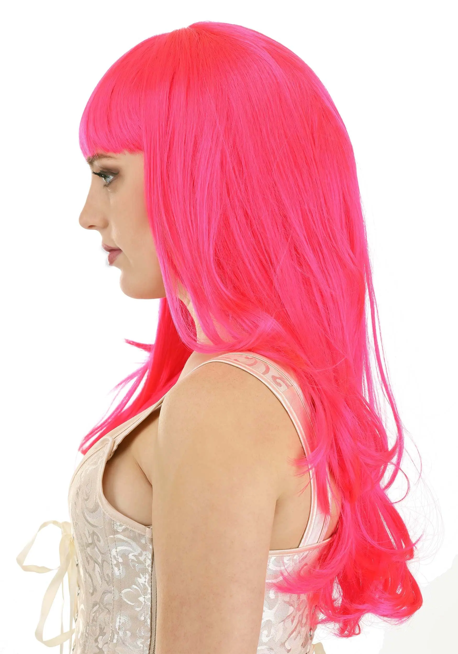 Hot Pink Long Wavy Wig For Women 4 Hot Pink Long Wavy Wig For Women - Image 4