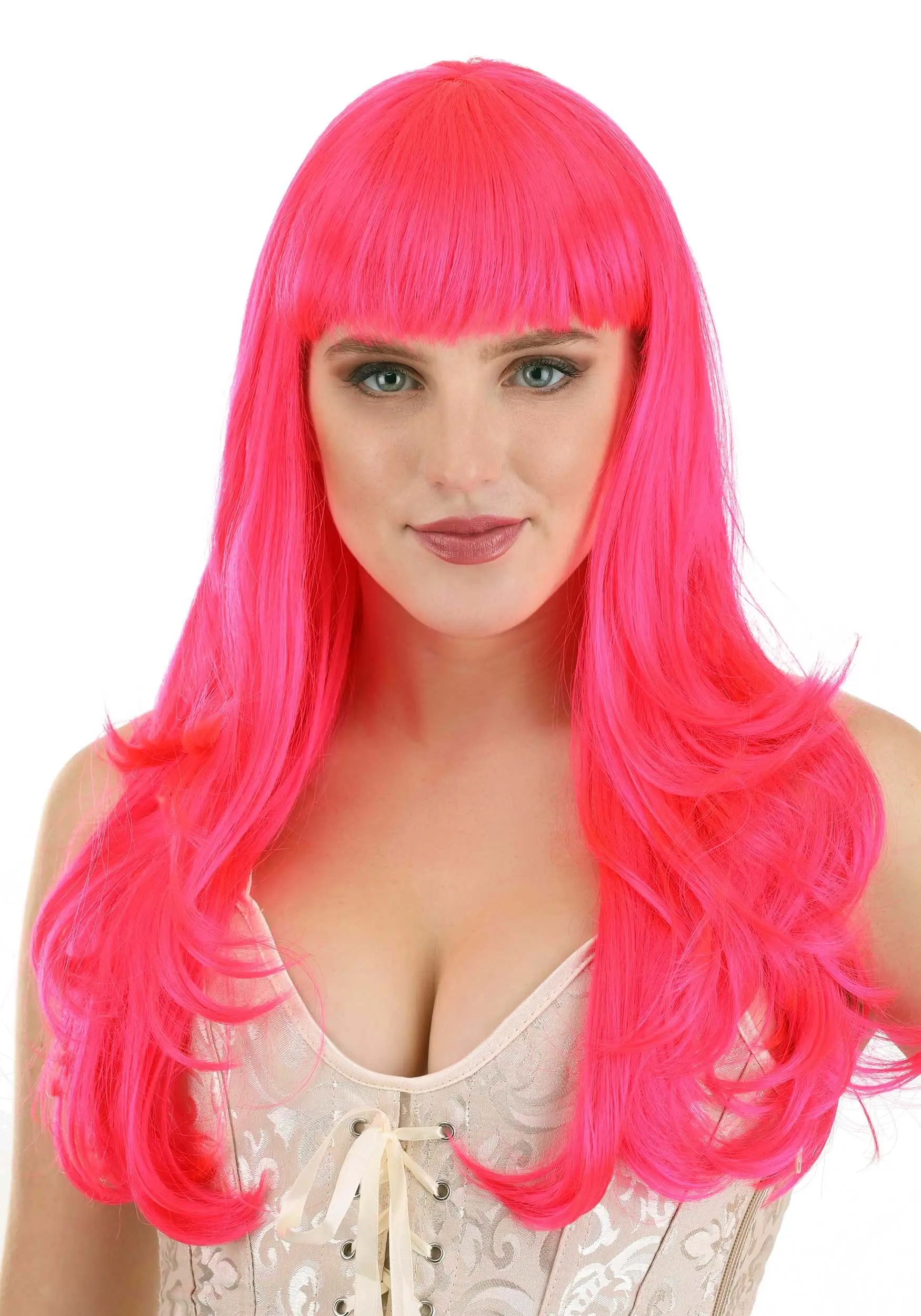 Hot Pink Long Wavy Wig For Women 1 Hot Pink Long Wavy Wig For Women