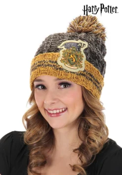 Hufflepuff Heathered Pom Warm Beanie