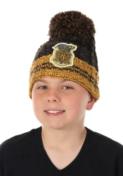 Hufflepuff Heathered Pom Warm Beanie -Fun Costumes Shop hufflepuff heathered pom beanie alt 2