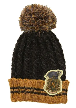 Hufflepuff Heathered Pom Warm Beanie -Fun Costumes Shop hufflepuff heathered pom beanie alt 3