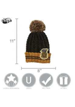Hufflepuff Heathered Pom Warm Beanie -Fun Costumes Shop hufflepuff heathered pom beanie alt 5
