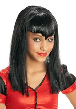 Kid's Black Glitter Vampire Wig
