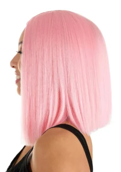 Light Pink Women's Long Bob Wig 7 Light Pink Women's Long Bob Wig -Fun Costumes Shop light pink long bob wig alt 3