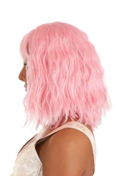 Light Pink Wavy Wig For Women 7 Light Pink Wavy Wig For Women -Fun Costumes Shop light pink wavy wig alt 3