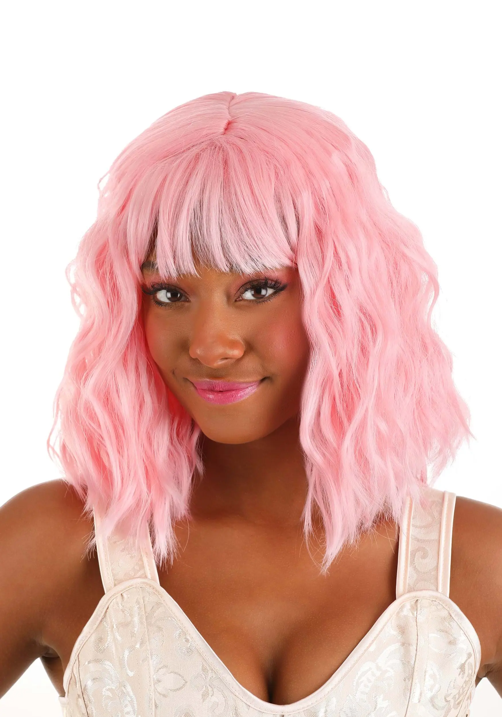 Light Pink Wavy Wig For Women 1 Light Pink Wavy Wig For Women