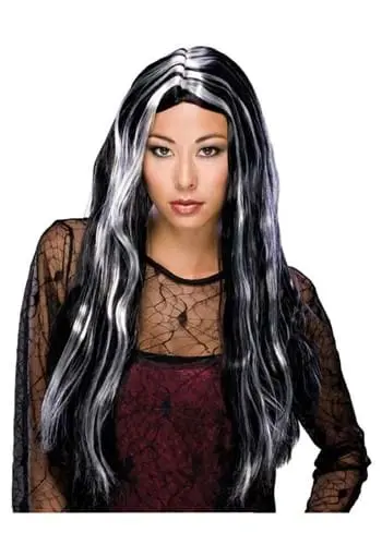Black And White Streaked Long Wig 1 Black And White Streaked Long Wig