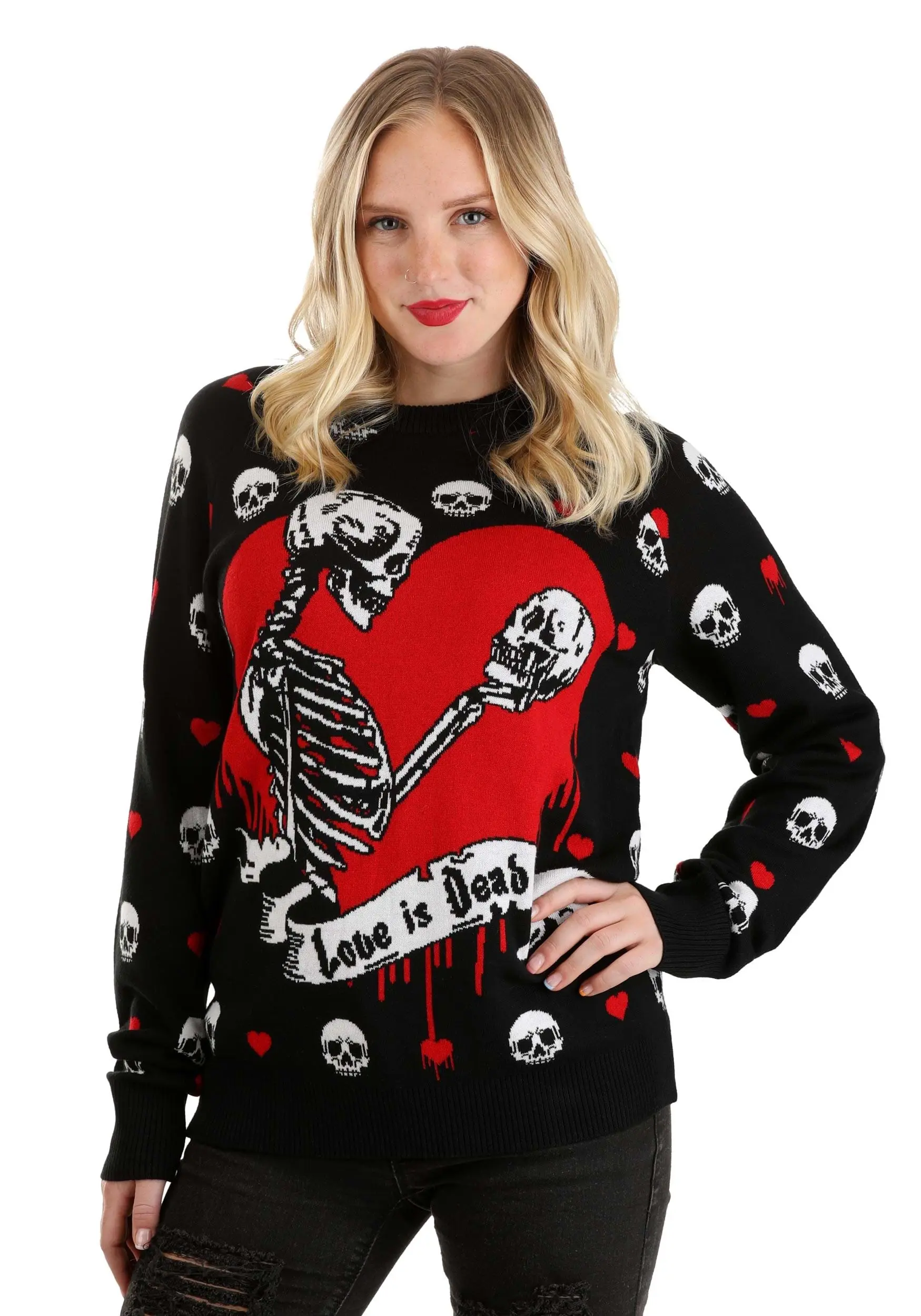 Love Is Dead Valentine's Day Sweater For Adults 9 Love Is Dead Valentine's Day Sweater For Adults - Image 9