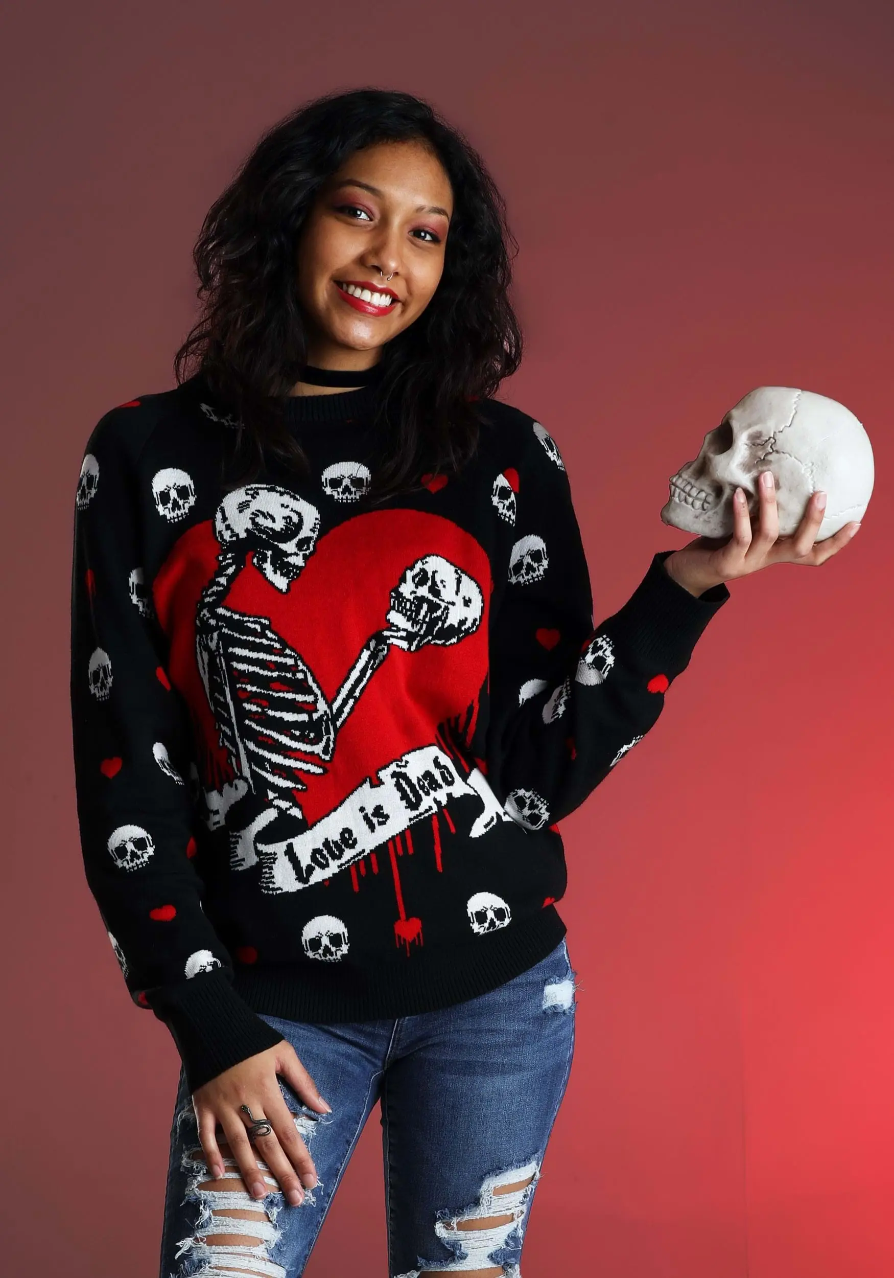 Love Is Dead Valentine's Day Sweater For Adults 2 Love Is Dead Valentine's Day Sweater For Adults - Image 2