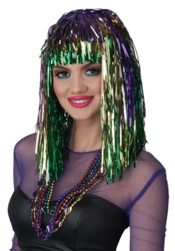 Women's Mardi Gras Tinsel Wig