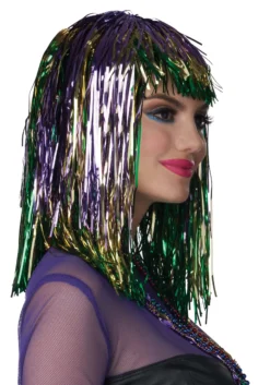 Women's Mardi Gras Tinsel Wig -Fun Costumes Shop mardi gras tinsel wig alt 2