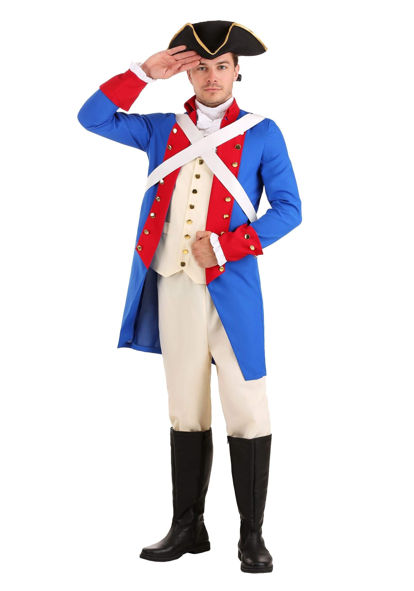 Men's Blue American Revolution Soldier Costume 1 Men's Blue American Revolution Soldier Costume