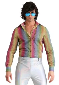 Men's Rainbow Sparkle Disco Shirt