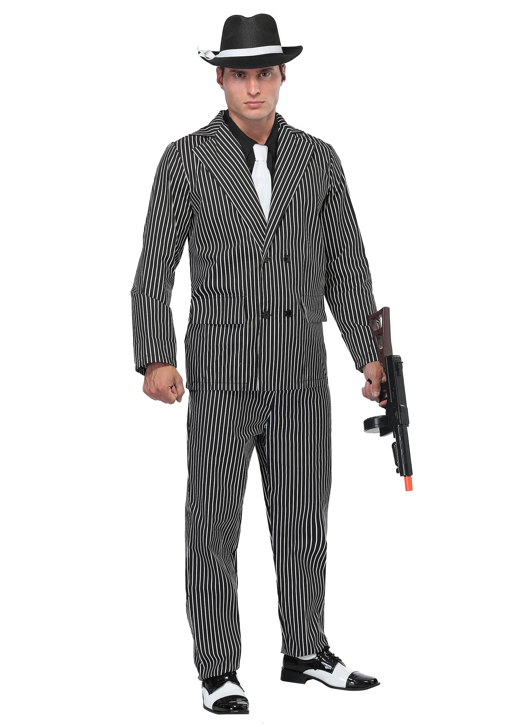 Men's Wide Pin Stripe Gangster Costume 1 Men's Wide Pin Stripe Gangster Costume