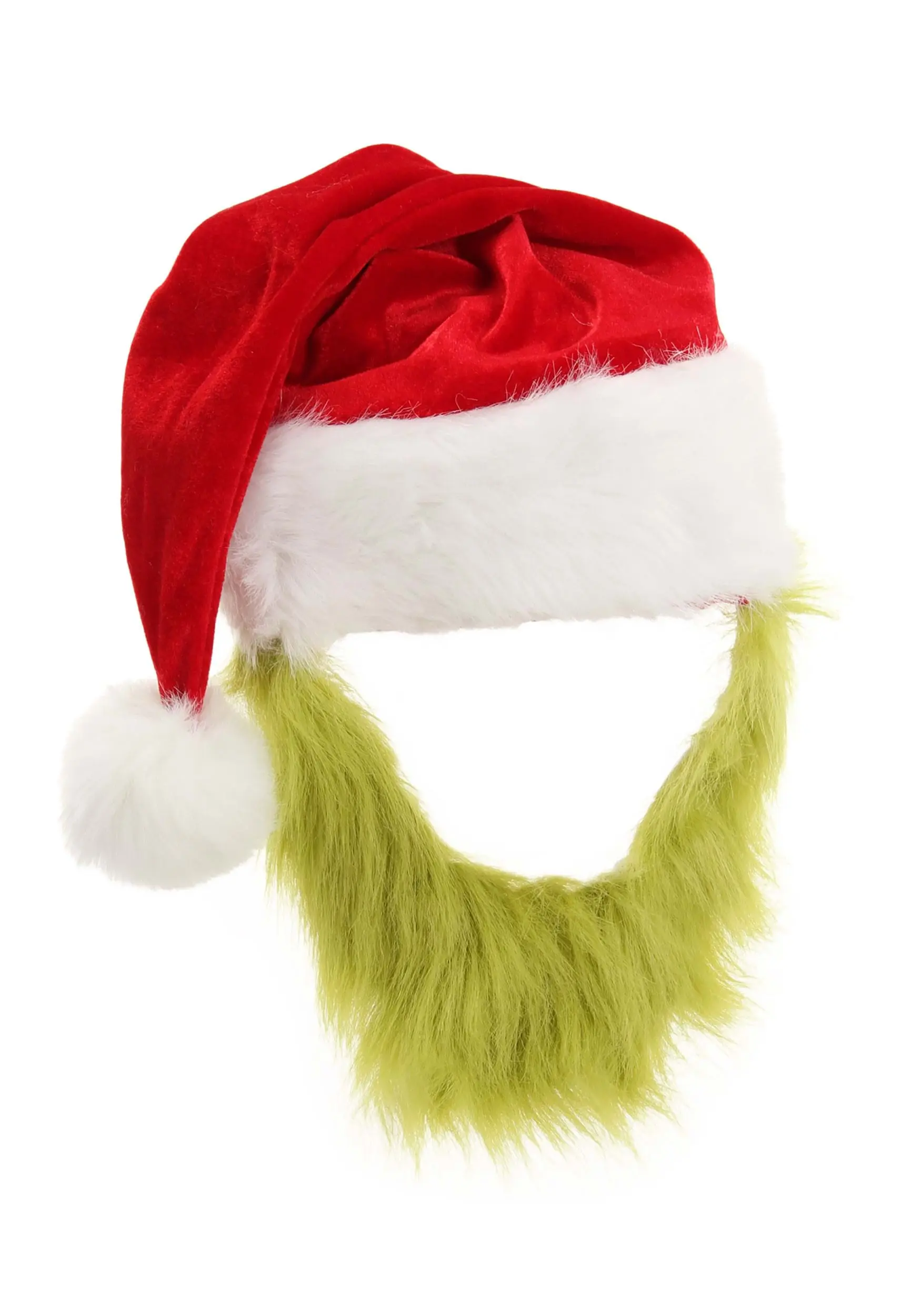 Grinch Costume Hat With Fur Beard 2 Grinch Costume Hat With Fur Beard - Image 2