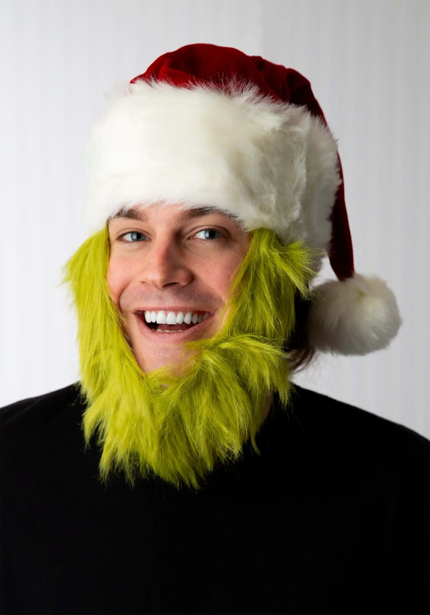Grinch Costume Hat With Fur Beard 3 Grinch Costume Hat With Fur Beard - Image 3