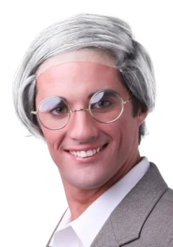 Old Man Comb Over Grey Wig