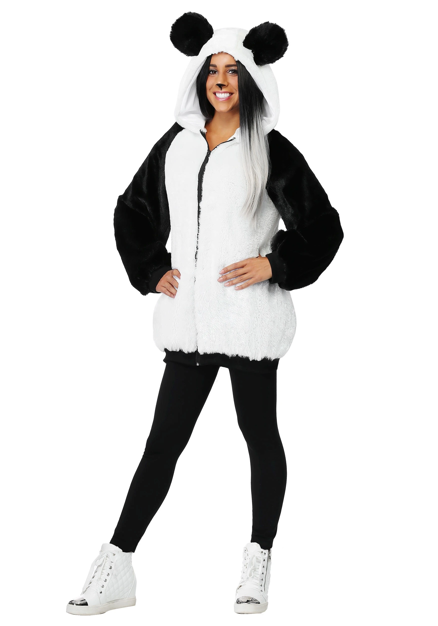 Women's Plus Size Panda Hooded Jacket Costume 1 Women's Plus Size Panda Hooded Jacket Costume