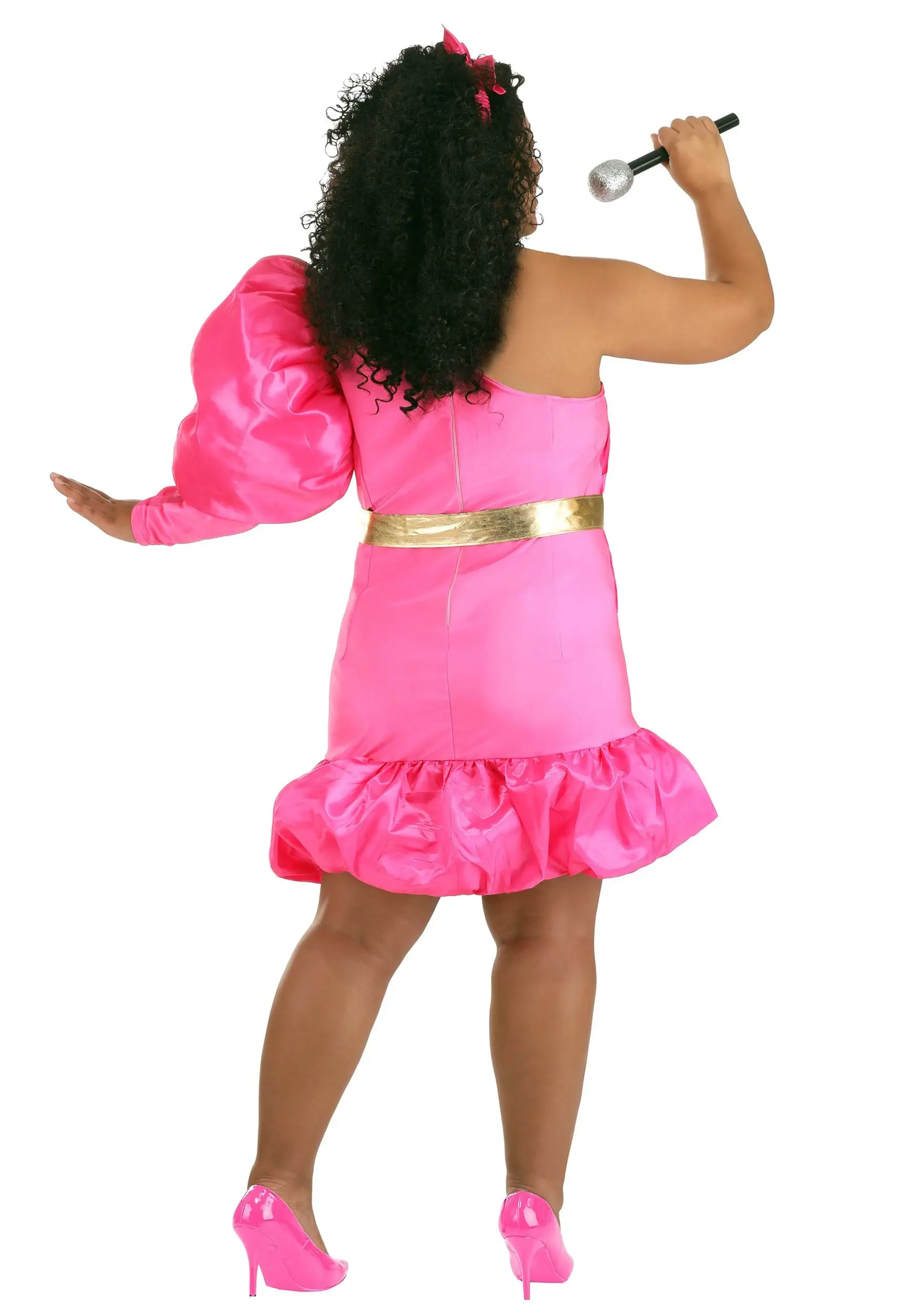 Women's 80s Pink Pop Star Plus Size Costume 2 Women's 80s Pink Pop Star Plus Size Costume - Image 2
