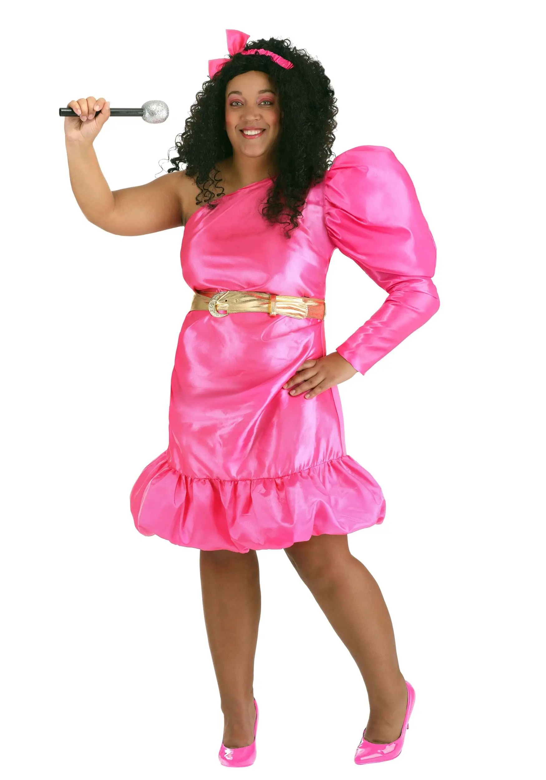 Women's 80s Pink Pop Star Plus Size Costume 1 Women's 80s Pink Pop Star Plus Size Costume