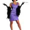 Plus Size Purple Fringe Flapper Dress