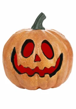 Light Up Happy Pumpkin With Red Lights Decoration 7 Light Up Happy Pumpkin With Red Lights Decoration -Fun Costumes Shop pumpkin w red light shining2 alt 3