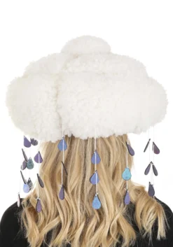 Adult Sherpa Light-Up Rain Cloud Costume Hat -Fun Costumes Shop rain cloud plush hat alt 3