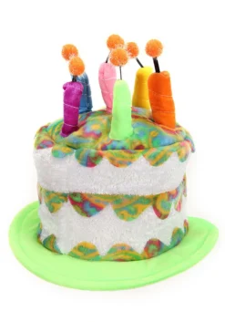 Adult Rainbow Birthday Cake Plush Hat -Fun Costumes Shop rainbow birthday cake plush hat alt 2