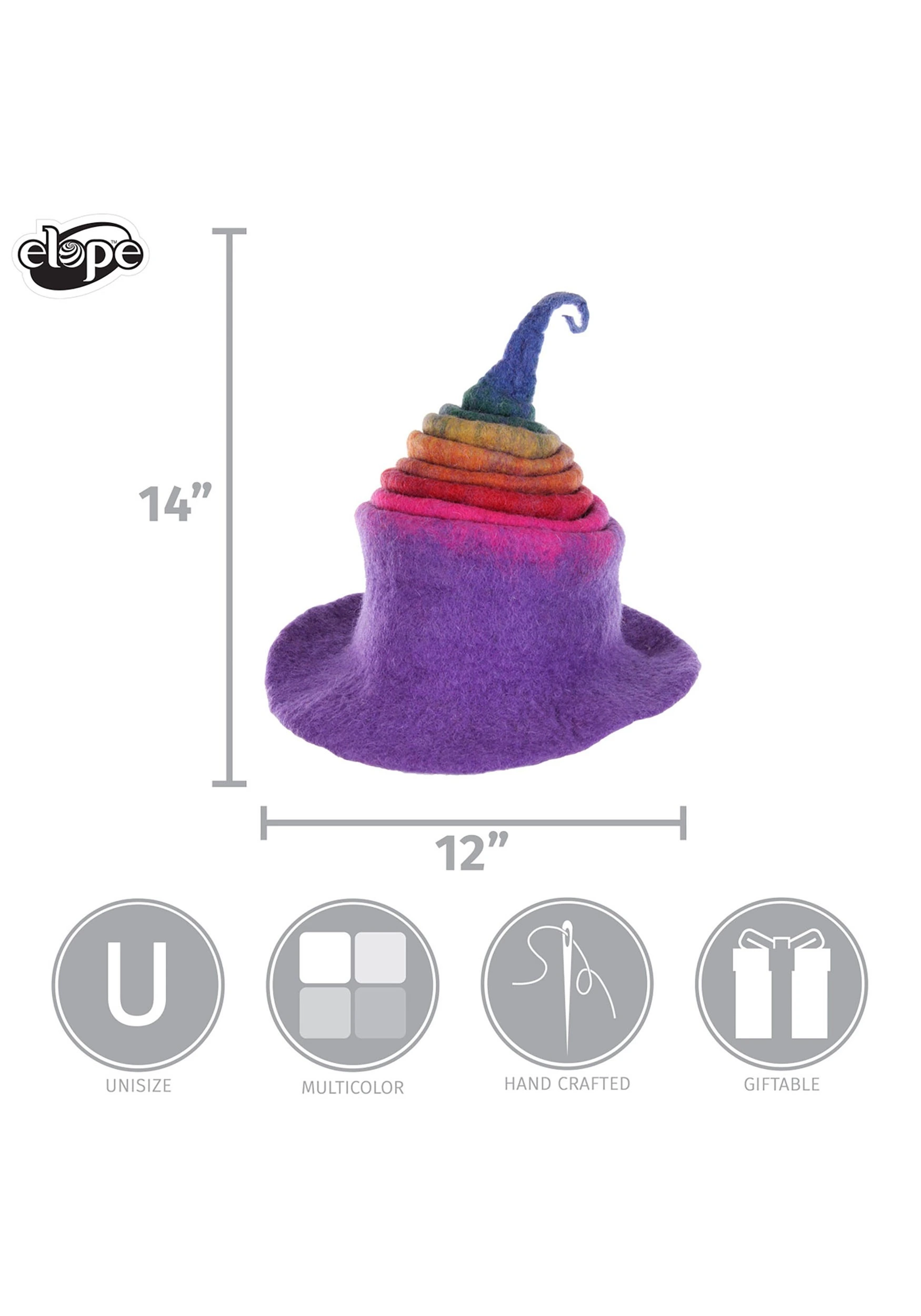 Adult Rainbow Borealis Heartfelted Witch Costume Hat 9 Adult Rainbow Borealis Heartfelted Witch Costume Hat - Image 9