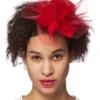Women's Red Burst Trim Fascinator Hat