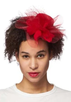Women's Red Burst Trim Fascinator Hat