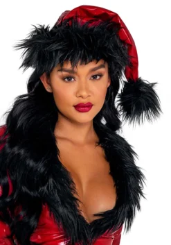 Roma Red Faux Patent With Black Faux Fur Santa Hat
