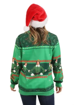 Santa's Coming Elf Adult Ugly Christmas Sweatshirt 17 Santa's Coming Elf Adult Ugly Christmas Sweatshirt -Fun Costumes Shop santas coming elf ugly christmas sweatshirt alt 5
