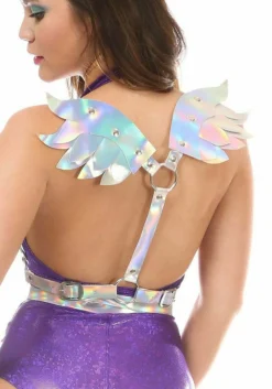 Women's Silver Holo Body Harness W/Wings