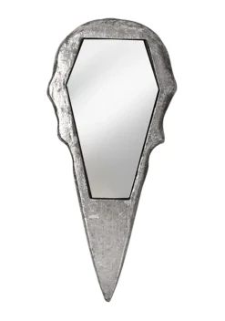 Raven Skull Silver Hand Mirror -Fun Costumes Shop silver raven skull hand mirror alt 1